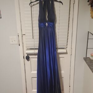 Jump Blue Satin Dress with Branded Neckline